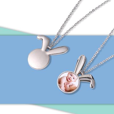 China Bunny Romantic Personalized Photo Sublimation Rabbit Pendant Necklace for Girls for sale