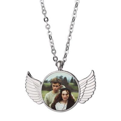 China Romantic Sublimation Angel Wing Necklace Silver for Lover for sale