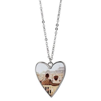 China Romantic Custom Heart Pendant Necklace For Women With Sublimation Image for sale