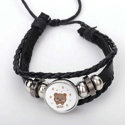 China Romantic Sublimation Braided Black Leather Bracelet With Mask For Men And Women for sale