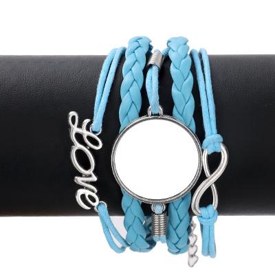 China Unisex romantic custom leather bracelet with photo for heat transfer for sale