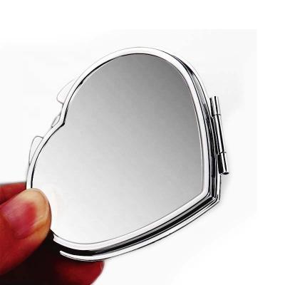 China Personalized Metal Heart Double Sided Pocket Mirror Compact For Sublimation for sale