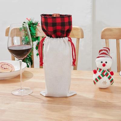 China 300g Cotton Canvas Canvas Sublimation ANTISTATIC Empty Drawstring Wine Bags Graduation Party Bag Decoration Christmas Empty Wine Bags for sale