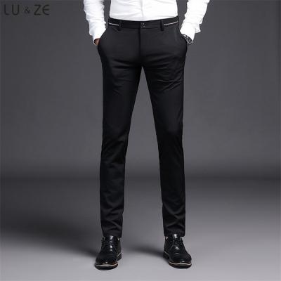 China Anti-wrinkle 2023 Custom Fashion Men's Business Casual Pants Waist Embroidery Slim Elasticity Straight Suit Pants Male Formal Long Trousers for sale