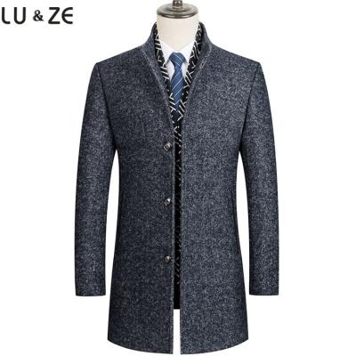 China Anti-wrinkle Autumn and Winter High Quality British Men Woolen Trench Coat Casual Windbreaker Slim Fit Thicken Non-iron Stand Collar Overcoat for sale