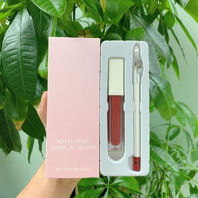 China Waterproof Matte Liquid Lipstick Lip Tint Lip Makeup Kit Waterproof Matte Lipliner Pencils Lipstick Kit for sale