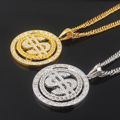 China Unisex Hip Hop USD Dollar Coin Pendant Gold Plated Costumed USD Dollar Necklace Pendant Halloween Pimp Bandit Bing Mens Pendant for sale