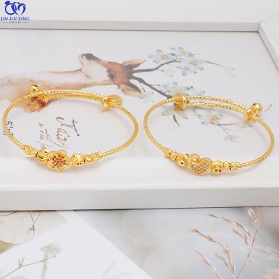 China Custom Charmed 24k Gold Bangles Jewelry Womens 24k Gold Plated Baby Bangle Bracelet Indian Brass NC CLASSIC 60mm; GUAJSZ for sale