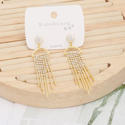 China JXX Star Design Environmental Friendly Romantic Zircon Stud Earrings For Ladies 925 Silver Tassel Earrings Wholesaler Earrings for sale