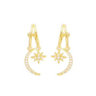 China Korean version of the JXX HB-09A porcelain of New Star and the moon stud earrings symmetrical temperament circle earrings for sale