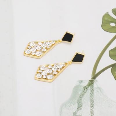 China JXX HB-148A Ladies Girls Rhombus Stud Earrings Environmental Friendly Romantic Zircon 925 925 Silver Gold Plated Earrings Wholesale for sale