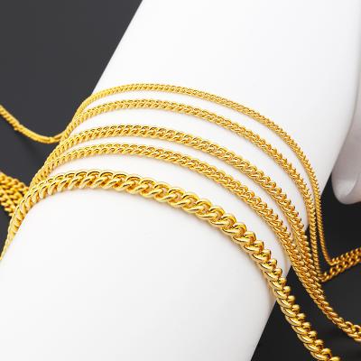 China JXX XL-02-4N CLASSIC OEM Cuban Link Necklace Chain Jewelry + Long Link Chain Necklace Gold for sale