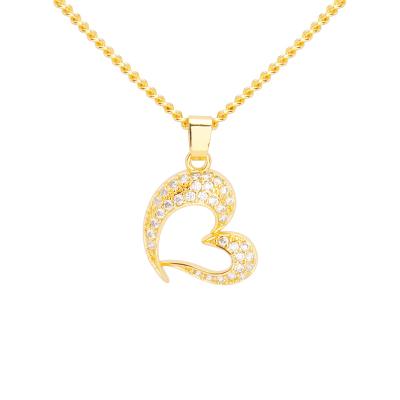 China JXX High Quality New Arrival Religion Customized Classic Women 24K Rhodium Gold Plated Heart-Shape Cubic Zircon Pendant Charms Charm for sale