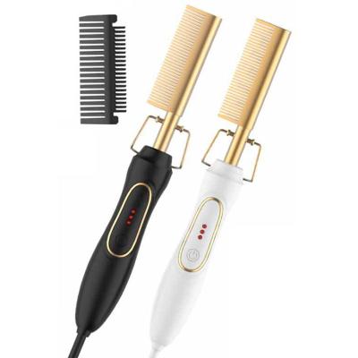 China Hot Comb Multifunctional Copper Electric Ceramic Heating Comb Hair Straightener Heating Comb Portable Heated Iron Brush for sale