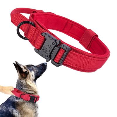 China Padded Tactical Dog Collar, Thick Military Dog Collar with Handle - K9 Metal Heavy Duty Nylon Adjustable Buckle for Medium Large Dogs for sale