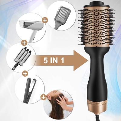 China Ionic 3 in 1 Color Custom Logo 1000W Blow Hot Air Hair Straightening Curler Comb One Step Hair Dryer Blow Up Electric Hot Airbrush Comb for sale