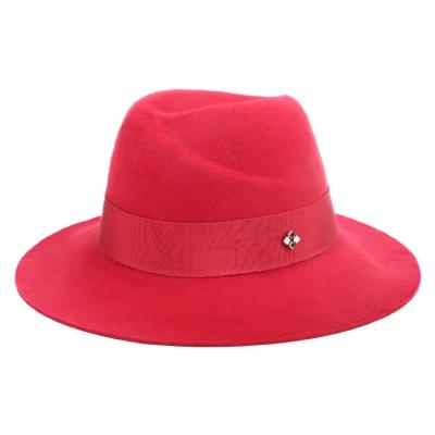 China Picture Mens Womens Wool Felt Thrower Custom Fitted Wide Brim Fedora Hats Wholesale for sale