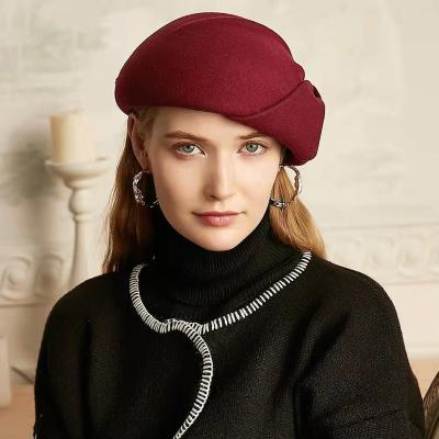 China Luxurious Hot Selling New Picture Wholesale Vintage And Elegant Plain Female Beret Hat For Women for sale