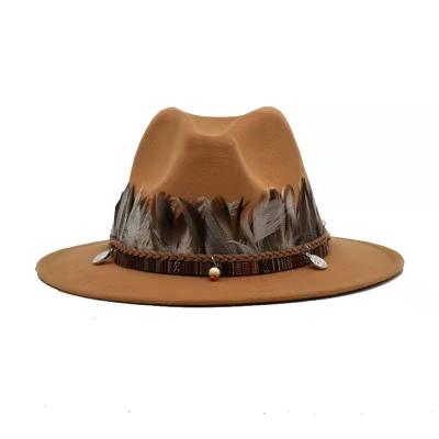 China Wholesale Picture Sombrero Adults Panama Feather Accessories Women Man Wool Felt Red Fedora for sale