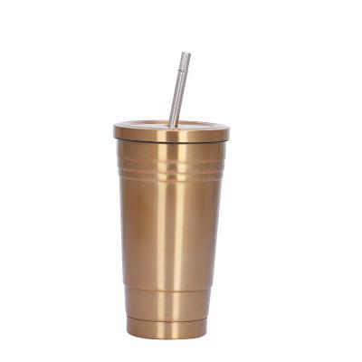 China PORTABLE Stainless Steel Mug With Straw Car Coffee Mug 304 Stainless Steel Vacuum Mug for sale