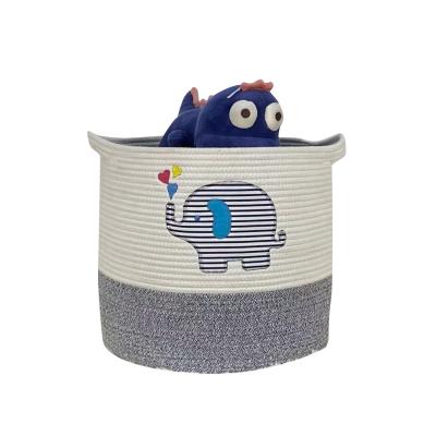 China Eco - Friendly Cotton Rope Baby Basket Woven Laundry Hamper for sale