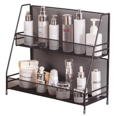 China Red Multi-Layer INS Desktop Cosmetics Storage Net Skin Care Iron Rack Storage Box Viable Storage for sale