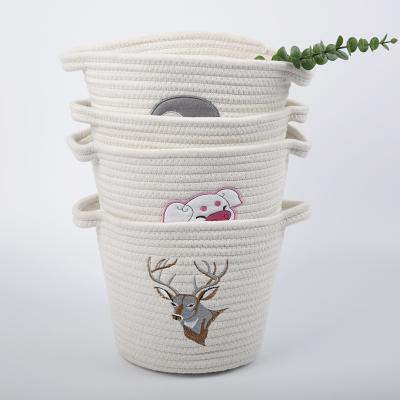 China Sustainable Nordic Printing Cotton Rope Sundries Storage Basket for sale