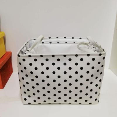 China Durable Cotton Canvas Desktop Toy Clothes Storage Basket Box Kids Makeup Storage Waterproof Cosmetic Bag for sale