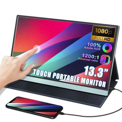 China 13.3 polegadas Portable touchscreen Laptop Monitor 1080P Gaming Dual Type-c para PS5 à venda