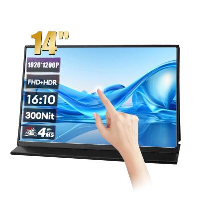 China 14 pulgadas portátil 1920 * 1200P LCD pantalla táctil Monitor USB Compatible con el ordenador PC PS4 PS5 en venta