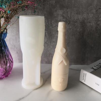 China Resin Disposable Craft DIY Decoration Candle Mold Handmade Champagne Bottle Plaster Candle Silicone Mold Home for sale