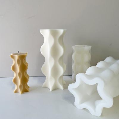 China DIY Gift Disposable Handmade Soy Wax Candle Mold Art Wavy Silicone Candle Mold Geometric for sale