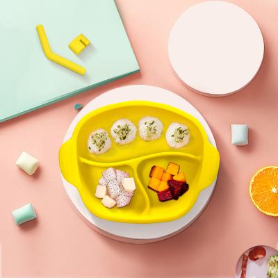 China CLASSIC Children's Dishes Silicone Baby Bowl Silicone Baby Smile Face Plate Baby Dinnerware Set Smile Face Baby Dinnerware Set for sale