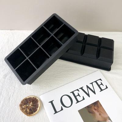 China Kitchen Accessories Hot Selling Large Size Square Jumbo Stocked Food Grade 8 Grids Silicone Ice Cube Tray for sale