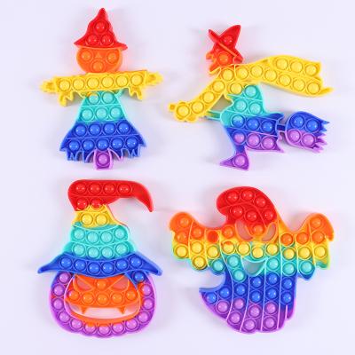 China Toy Halloween Pumpkins Scarecrow Shaped Push Bubble Busy Person Sensory Toys Autism Stress Reliever Educational Special Squeeze Children's Toys for sale