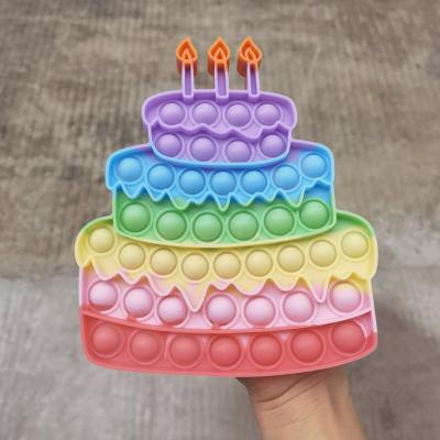 China Silicone Mold for Candle Making Hot Selling Among Us Unicorn Dinosaur Rainbow Colorful Stress Relief Circle Little Bean Square Rainbow Push Fidget Toy for sale