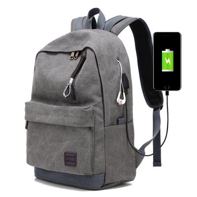 China With USB Leisure Fashion College Student School Canvas Hot Selling Laptop Backpack Use Waterproof Backpack With USB Filling for sale