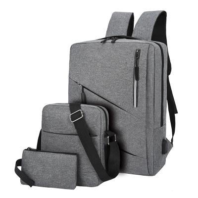 China With USB wholesale unisex backpack set 3 in 1 large capacity usb laptop waterproof charging backbag for sale