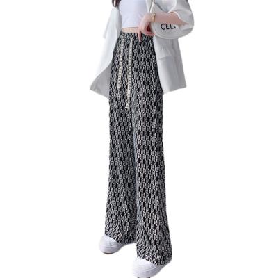 China 2022 Summer QUICK DRY Tie Dye Pleated Casual Pants High Waist Slim Straight Wide Leg Pants Loose Wiping Pants Womens Trousers for sale