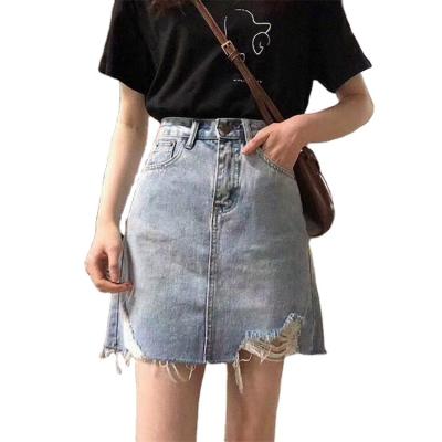 China Breathable on sale 2022 summer short skirt waist denim high skirts lattice mini skirts for women ladies for sale