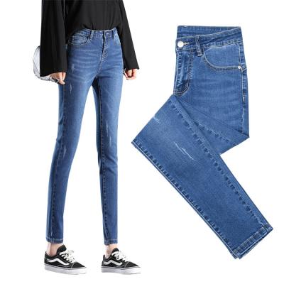 China Summer Breathable Wholesale Women Fashion Low Price Ladies High Waist Stacked Skinny Stacked Pants Jeans for sale