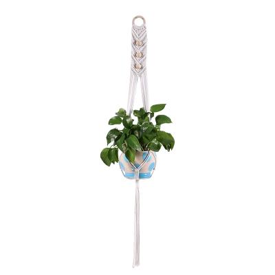 China Factory Price New Fashion Cotton Rope Boho Plant Hanger Macrame Plant Hangers Eco-Friendly Cotton With Hook Beads for sale