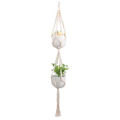 China Factory Price New Eco-Friendly Fashion Cotton Rope Boho Plant Hanger Macrame Plant Hangers With Hook Beads for sale