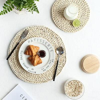 China Best Quality Sustainable Woven Natural Round Braided Table Mats Weave Placemats Corn Husk Place Mats For Dinner for sale