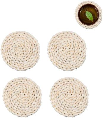 China 2021 Viable Hot Selling Round Pure Natural Handmade Corn Straw Woven Placemats for sale