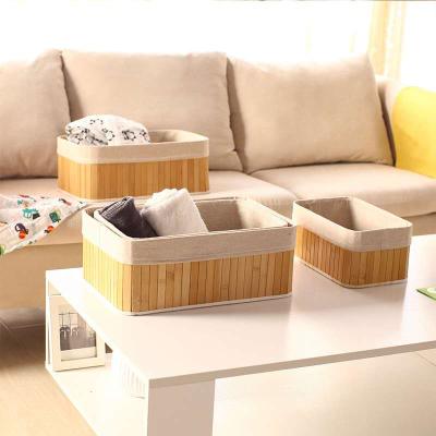 China Wholesale Handmade Bamboo Bathroom Storage Baskets Hamper Foldable Bamboo Household Items Storage Home Basket for sale