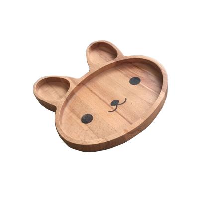 China Customized Size Compostable Cute Disposable Cute Rabbit Tableware Disposable Natural Bamboo Dishes for sale