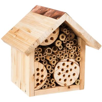 China Hot Sale Insect Hotel Bee House Beehive Natural Wooden House For Outdoor Garden for sale