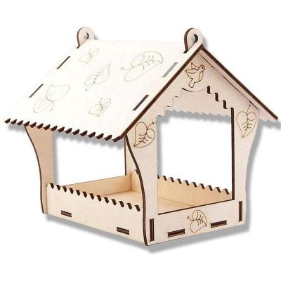 China Viable kit is suitable for children for craft 3D puzzle kit DIY bird exterior painting wooden jigsaw house for sale