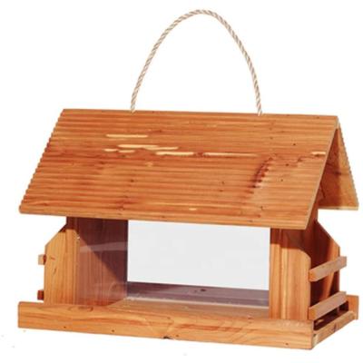 China Stocked Easy Cleaning And Refills Bird Feeder For Outdoor Decoration Bird Table Hanging Free Standing Traditional Wooden Bird Feeder for sale